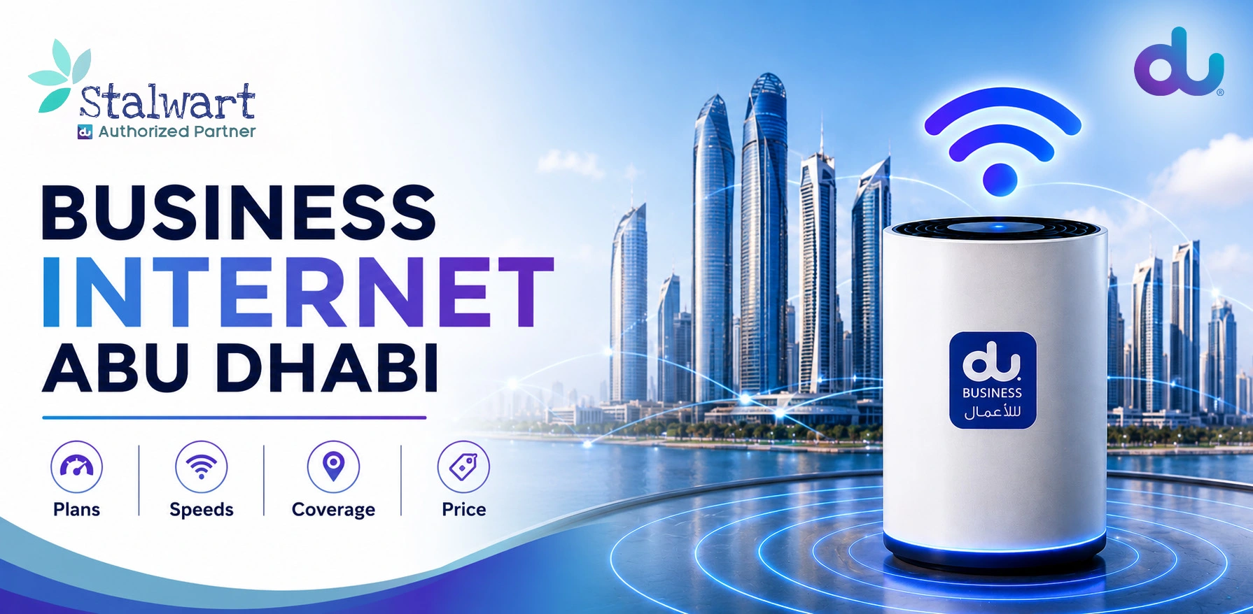 Business internet in Abu Dhabi — du fibre, office WiFi and business SIM plans for companies