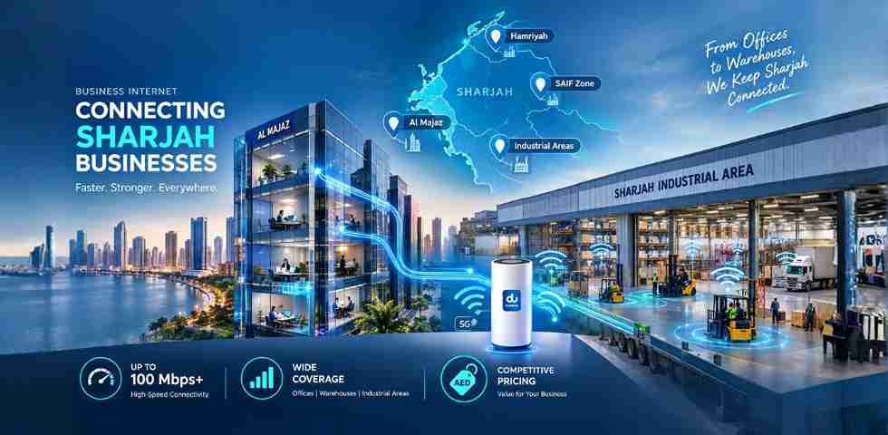 Business internet Sharjah — office and industrial connectivity with du business fibre across Sharjah emirate
