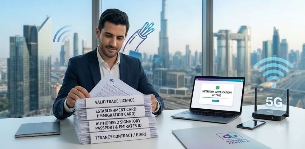 Documents required for business internet in UAE — trade licence, establishment card, Emirates ID and Ejari checklist