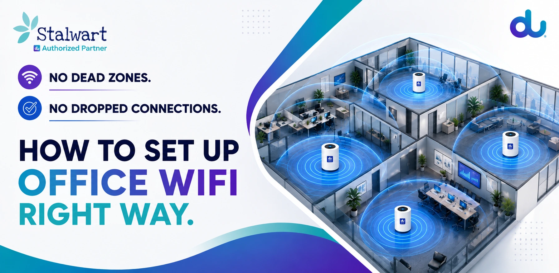 Office WiFi setup in a Dubai office — 5G router and access points for reliable coverage